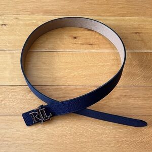 Ralph Lauren Women’s Navy and Tan Reversible Belt